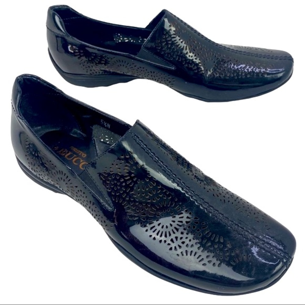 Sesto Meucci Italian Black Perforated Loafers